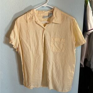 yellow button up short sleeve